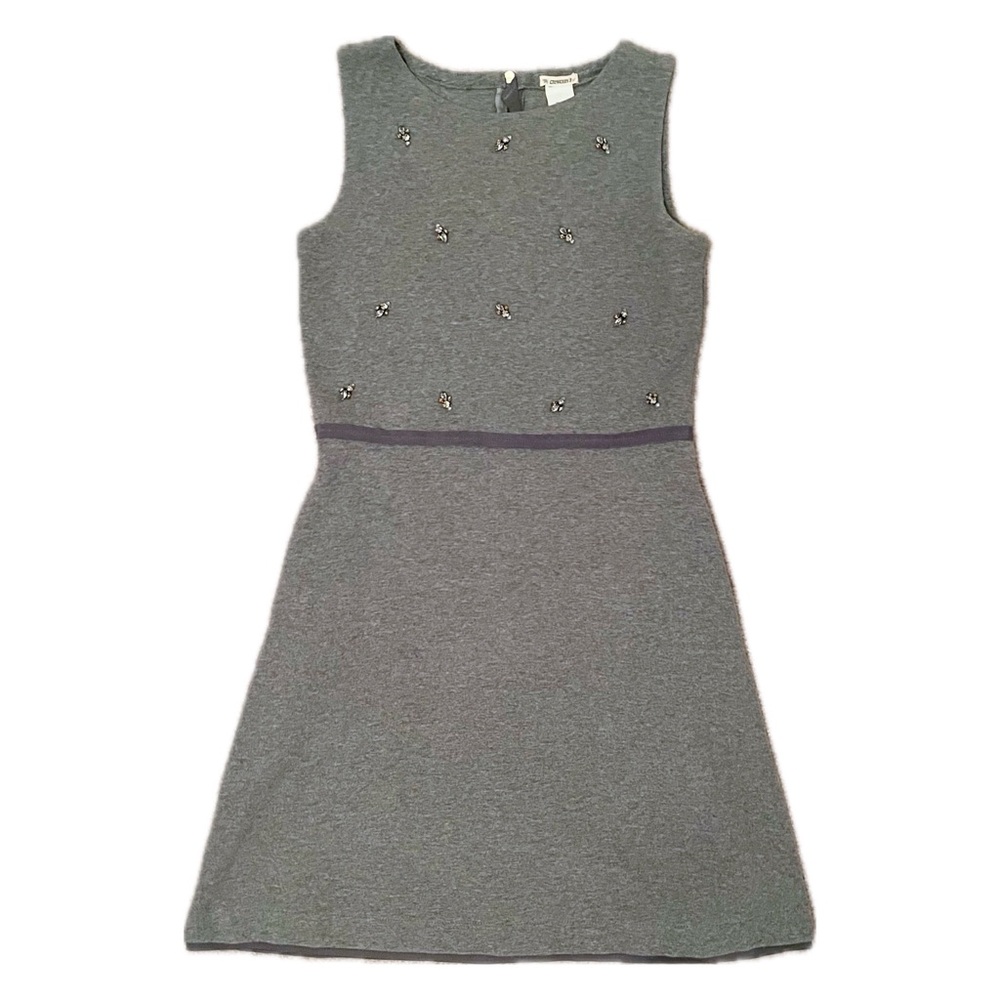 J. Crew Crewcuts Gray Flannel And Crystal Embellished Dress